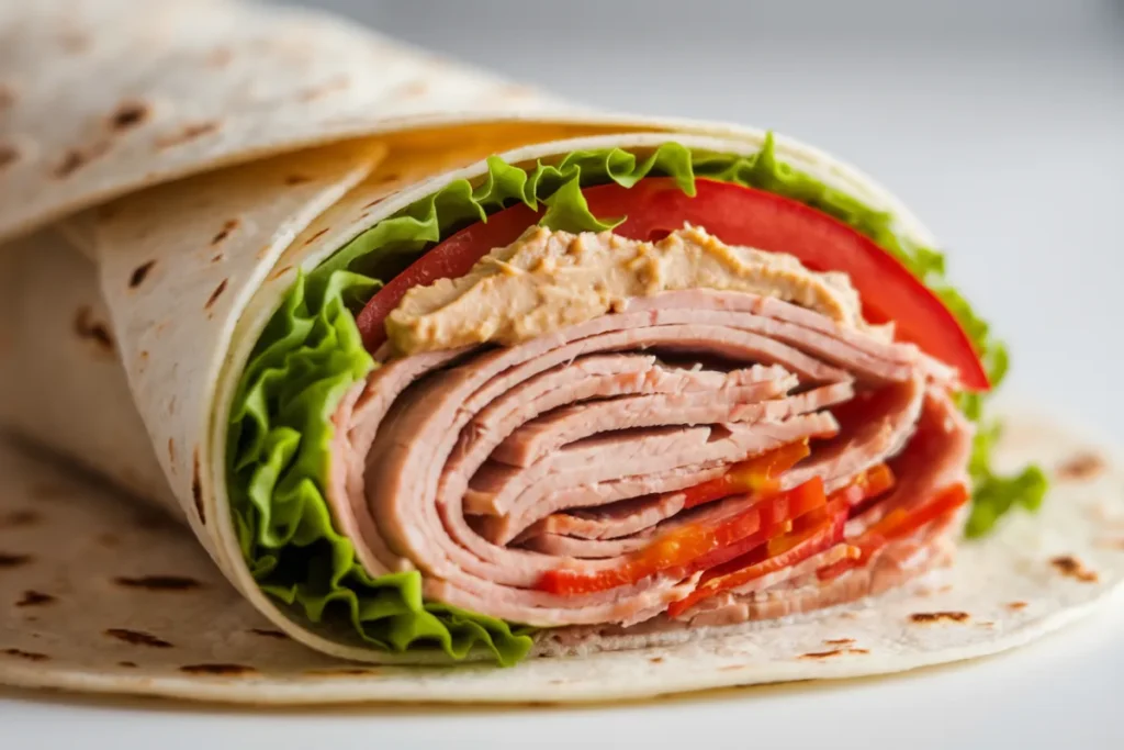 Turkey wraps stored in the fridge for freshness