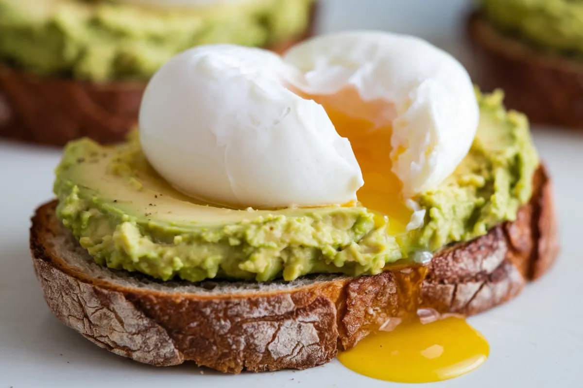 Avocado toast and guacamole toast side by side on a plate